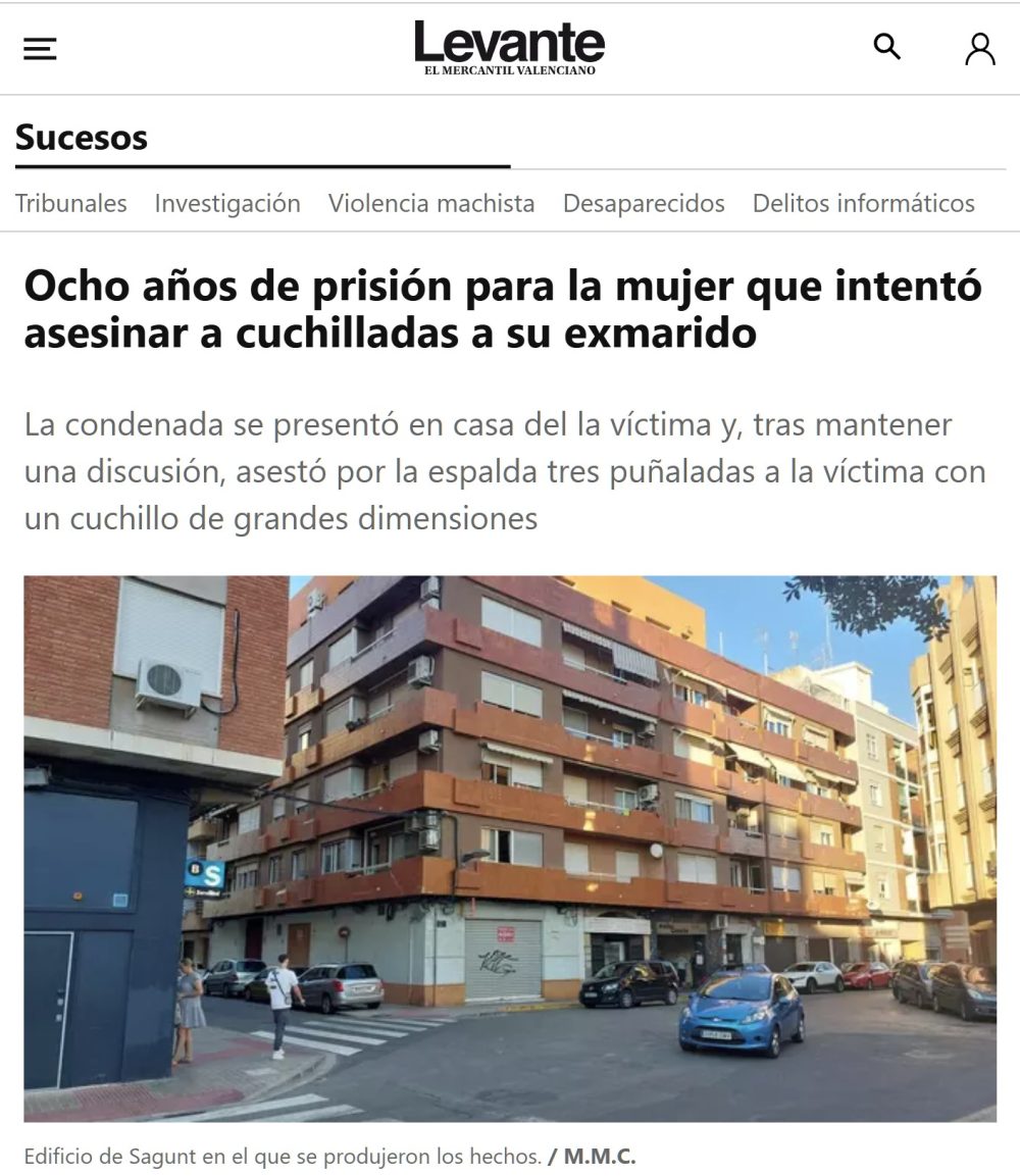 Solo 8 años de prisión por lo que, si fuera hombre, habría sido considerado TERRORISMO MACHISTA.