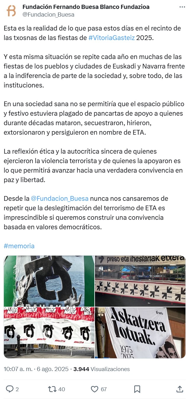 Las fiestas de Vitoria se plagan de propaganda a favor de los presos de ETA.