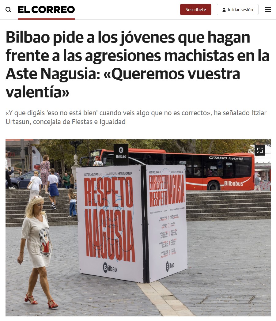 Bilbao pide ahora a los jóvenes que se enfrenten a la fauna que nos han metido en casa.
