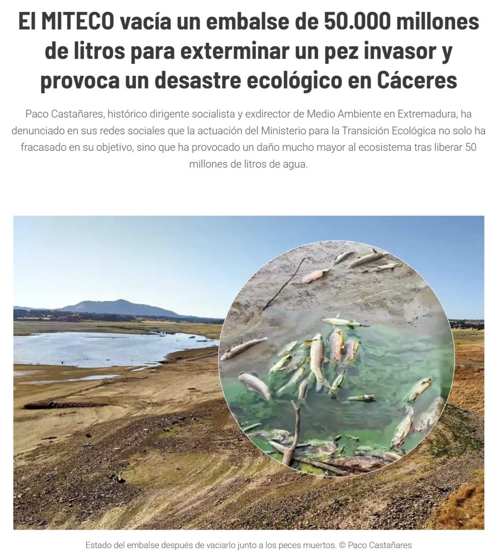Vacían un embalse de 50.000 millones de litros para exterminar a un pez invasor y acaban provocando un holocausto.