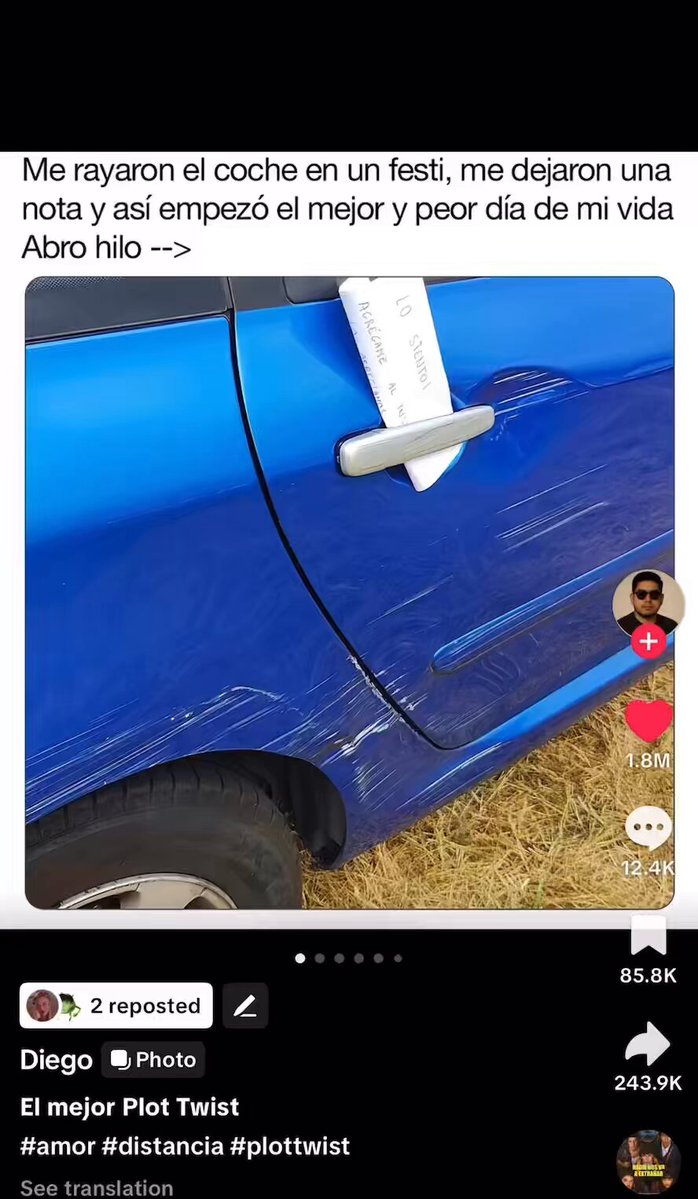 "Me rayaron el coche en un festival y me dejaron una nota".