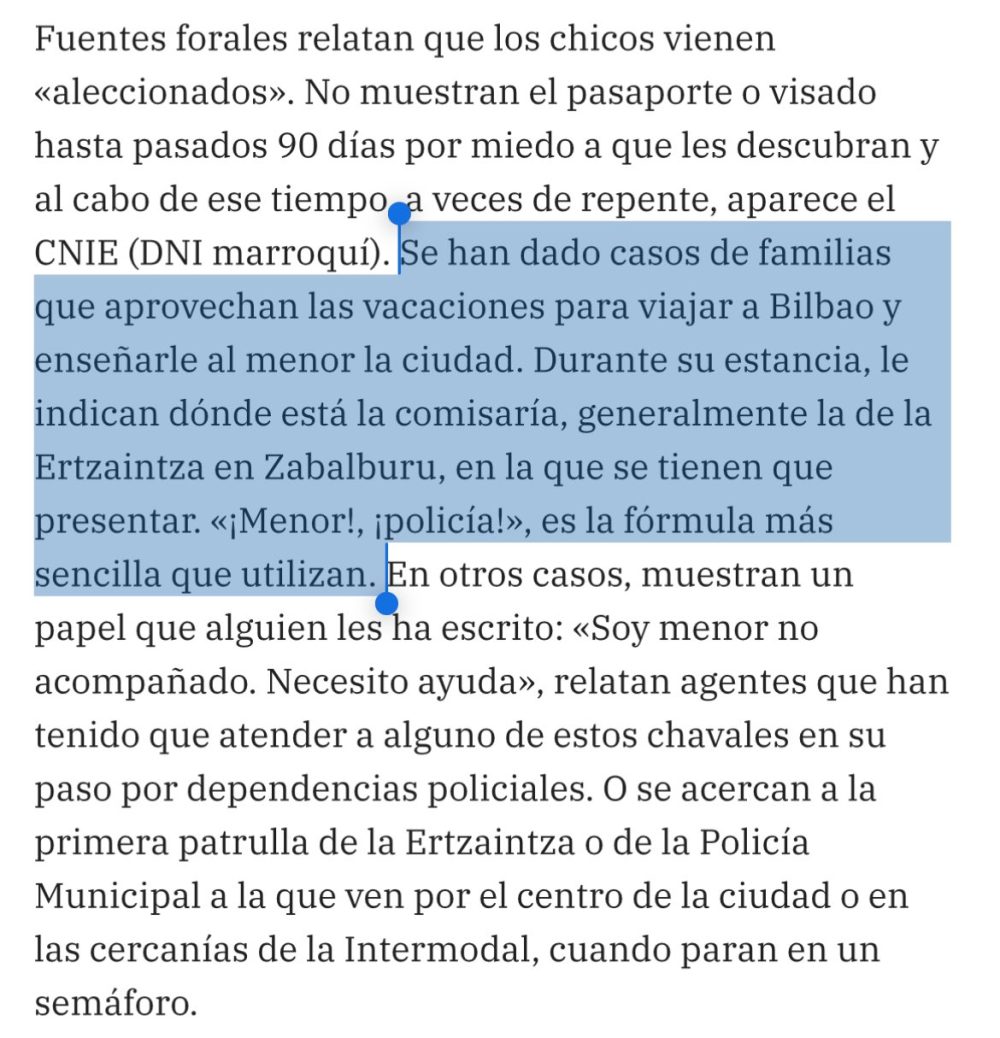 Familias de Marruecos vienen de vacaciones a Bilbao para que sus hijos se hagan pasar por menas.