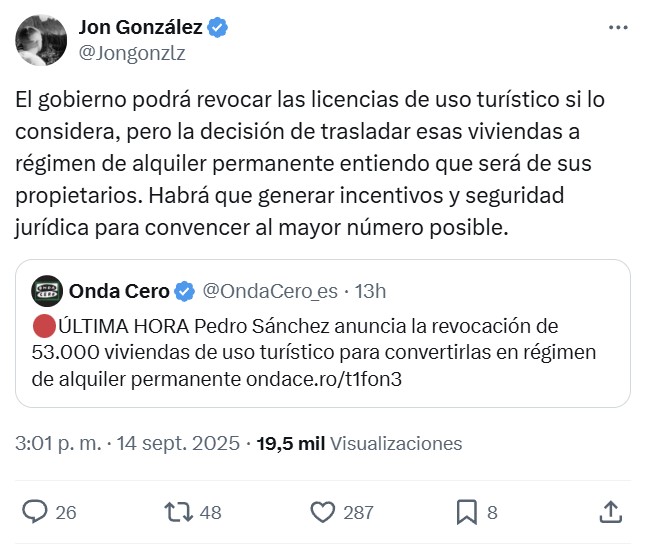 Pdro Snchz promete algo que no depende de él: que los propietarios de viviendas turísticas las pasen a alquiler permanente.