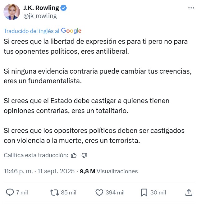 J.K. Rowling pone los puntos sobre las íes.