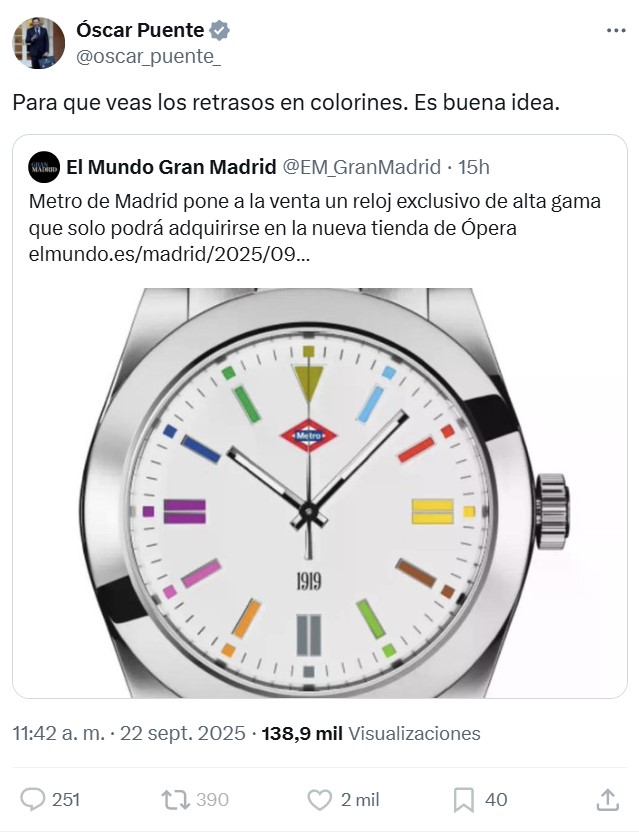 Mr. Retrasos se mofa de los retrasos en el metro de Madrid.