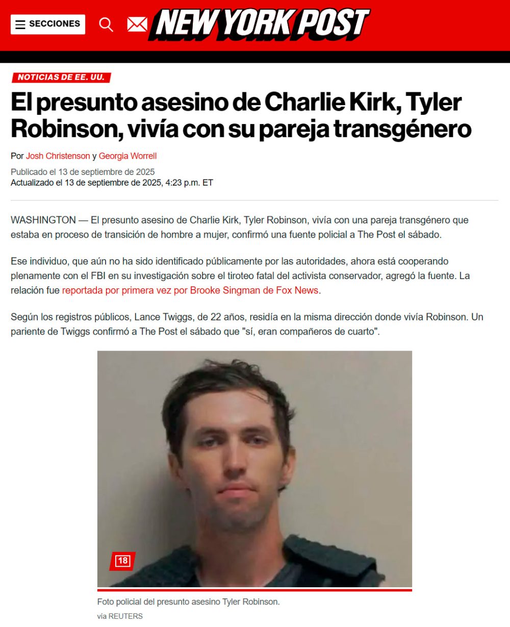 La pareja de Tyler Robinson era transgénero.