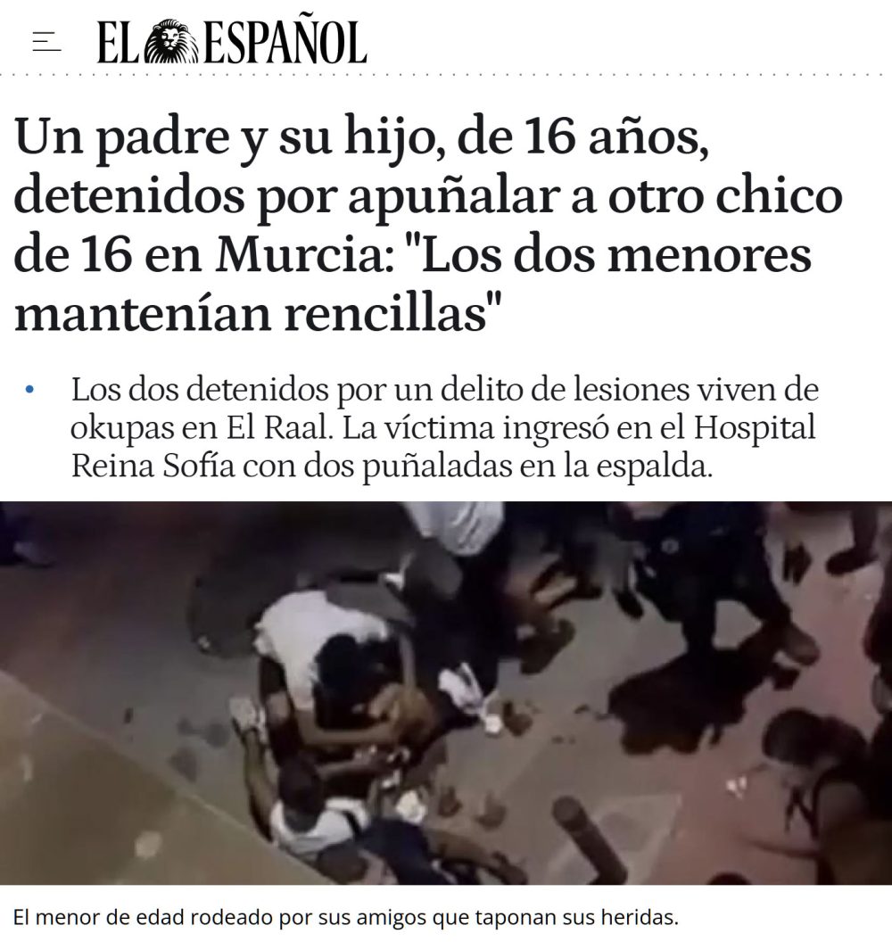 Un padre y su hijo de 16 años han sido detenidos por apuñaIar a otro con su propio cuchillo (detalle importante).