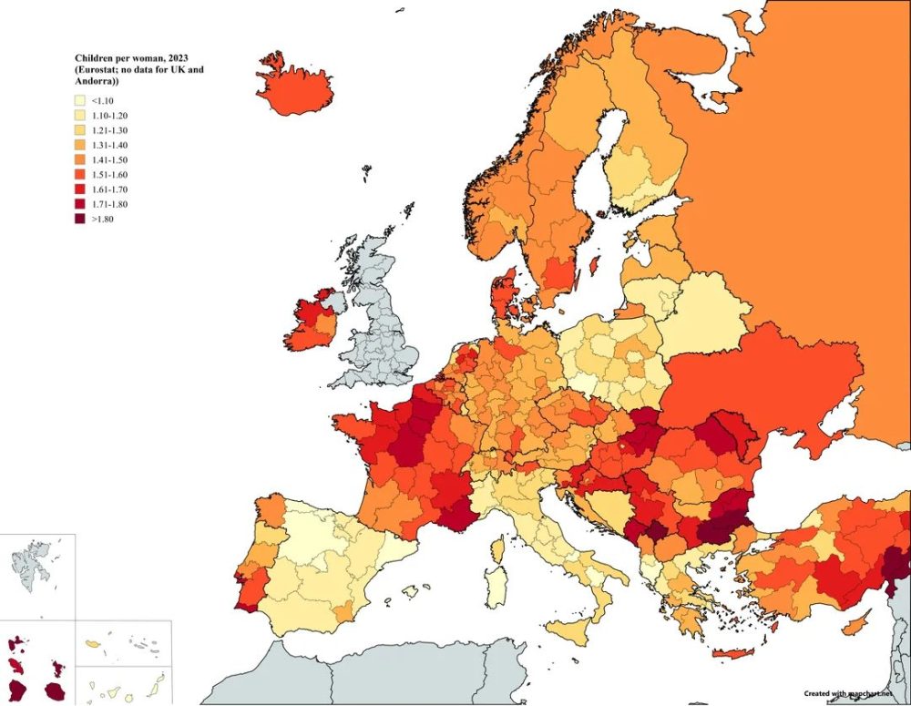 Los lugares con las tasas de natalidad más bajas de Europa son Cataluña y Madrid.