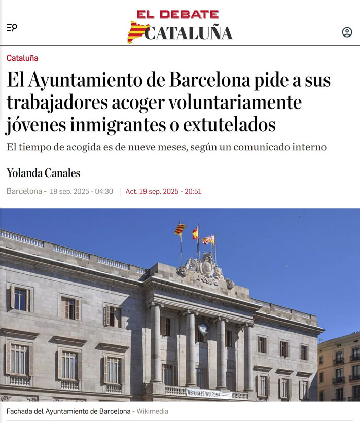 El Ayuntamiento de Barcelona pide a sus trabadores que metan a un mena en sus casas.