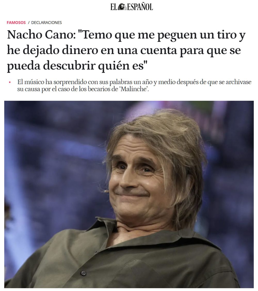 Nacho Cano teme por su vida.