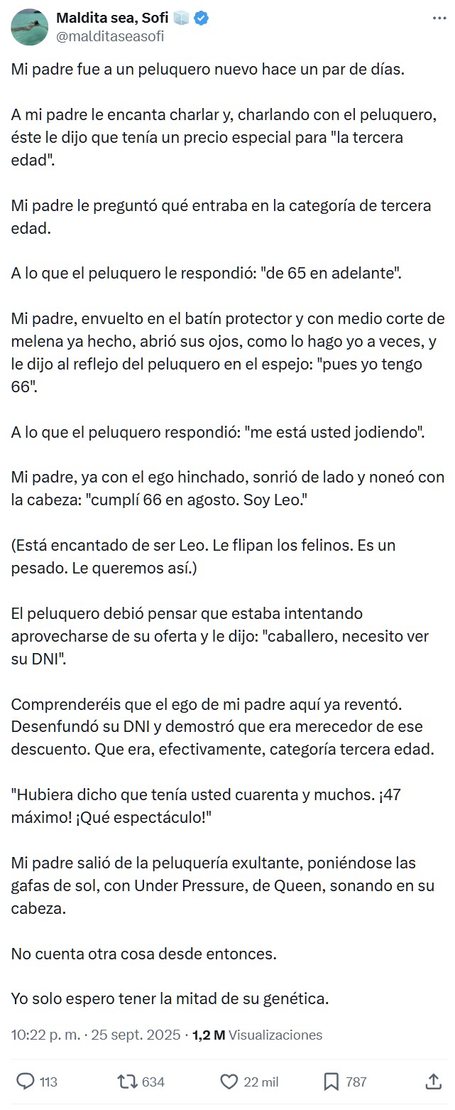 Precio especial para la tercera edad.