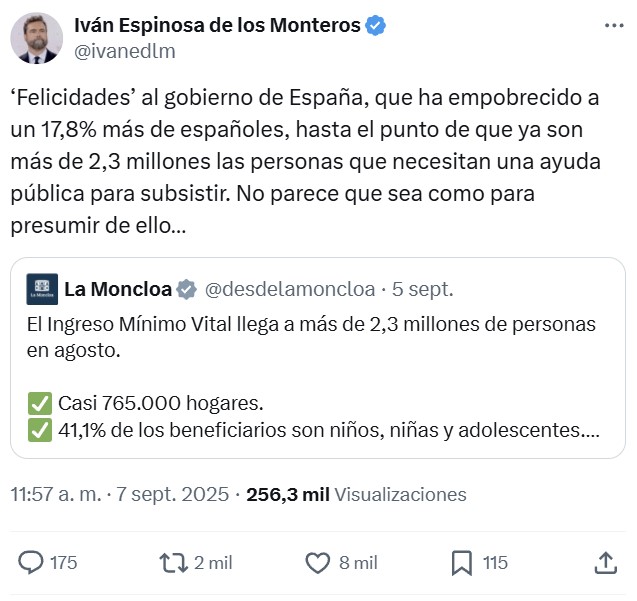 Celebrando la miseria y la dependencia.