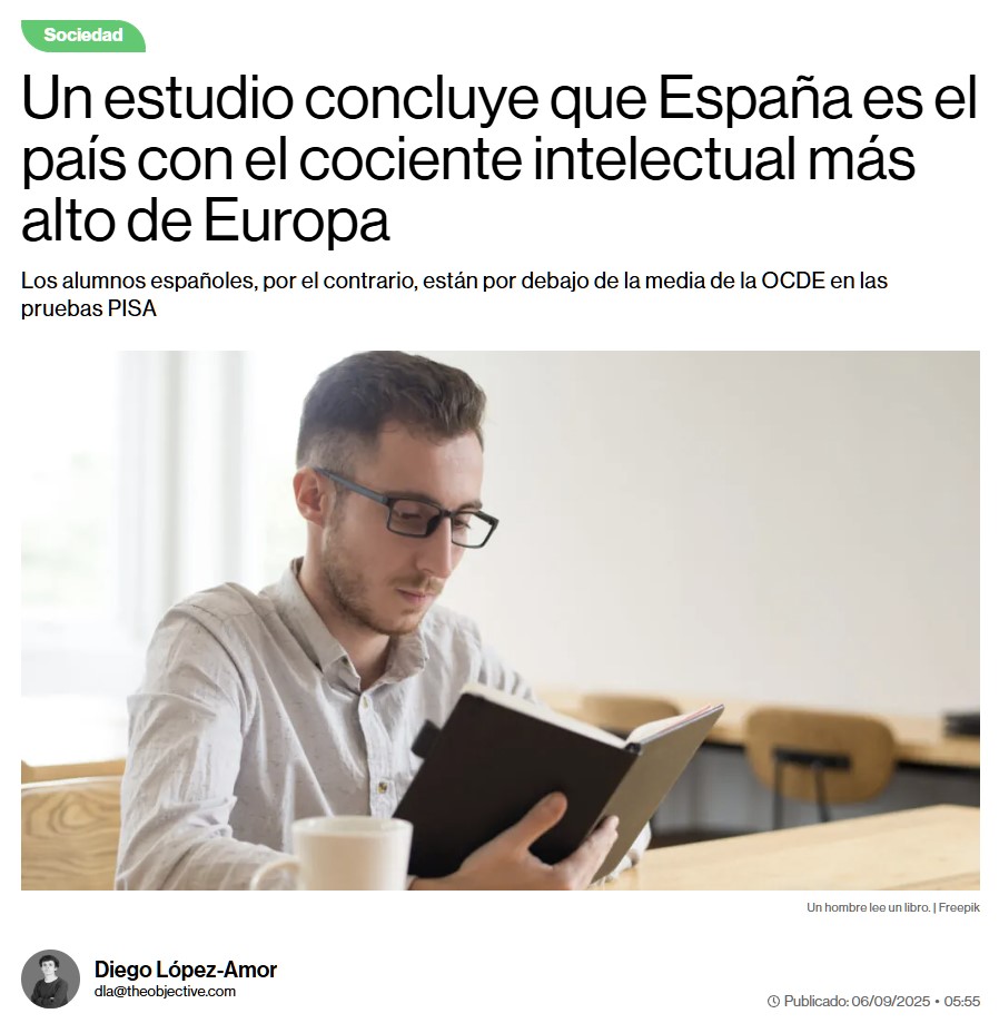 Los españoles tenemos el CI más alto de Europa.