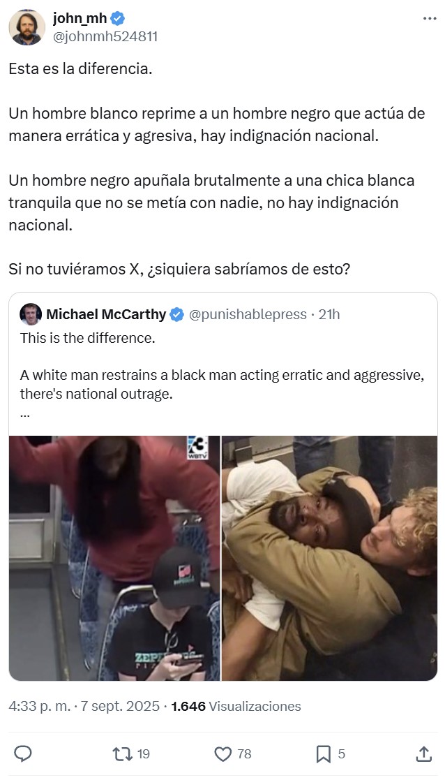 Elon Musk ha retuiteado este tuit: 0 noticias sobre la refugiada ejecutada por un sujeto en los principales medios de EEUU en los principales medios del país.