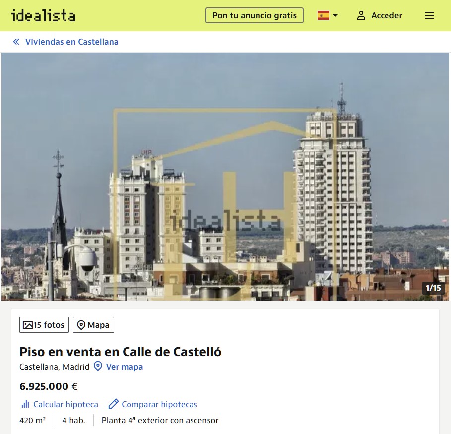 Si tenéis por ahí 7 milloncitos ahorrados, podéis pillaros este PISO en Madrid y os sobra para un par de Dacias.