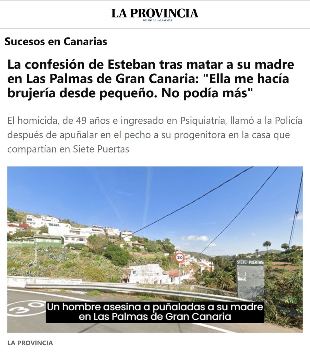 Se carga a su madre porque le hacía brujería (Las Palmas)