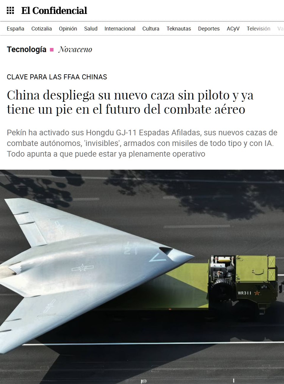 China ya tiene listo su nuevo caza sin piloto.