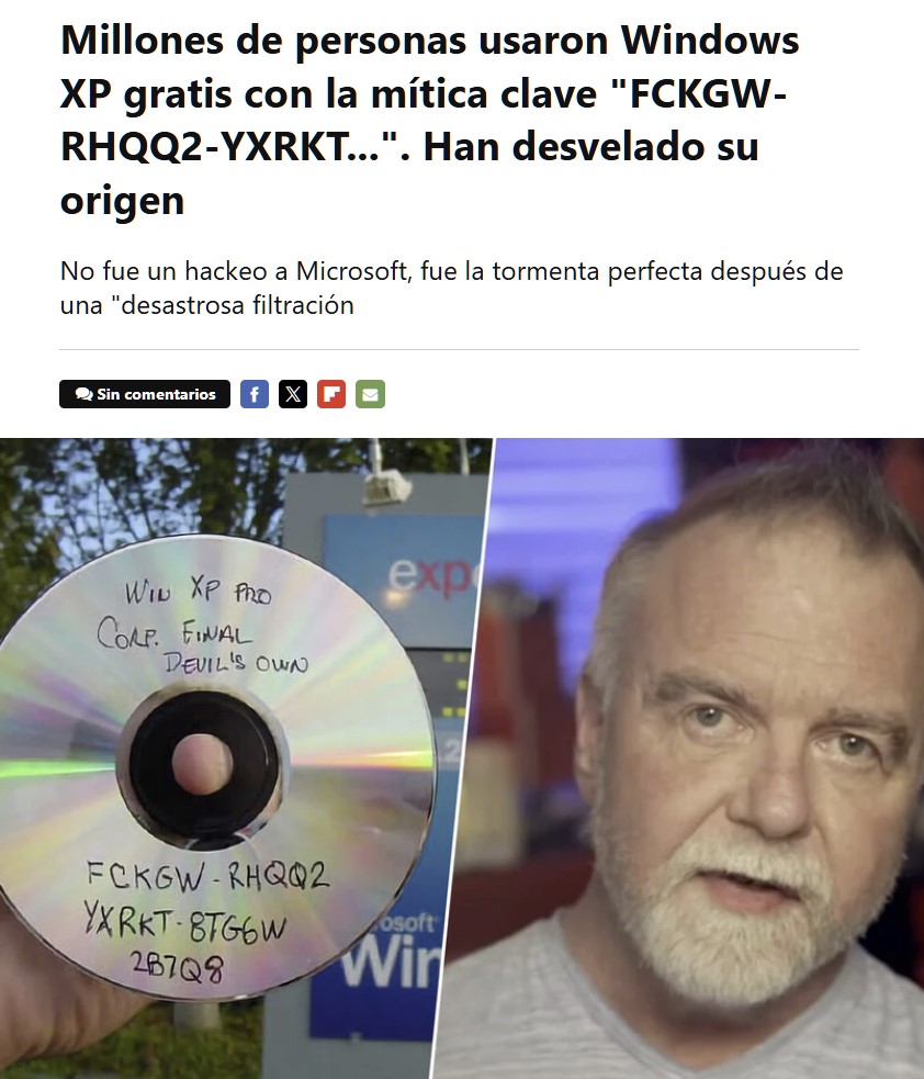 ¿De dónde salió la clave de Windows XP más usada de la historia?