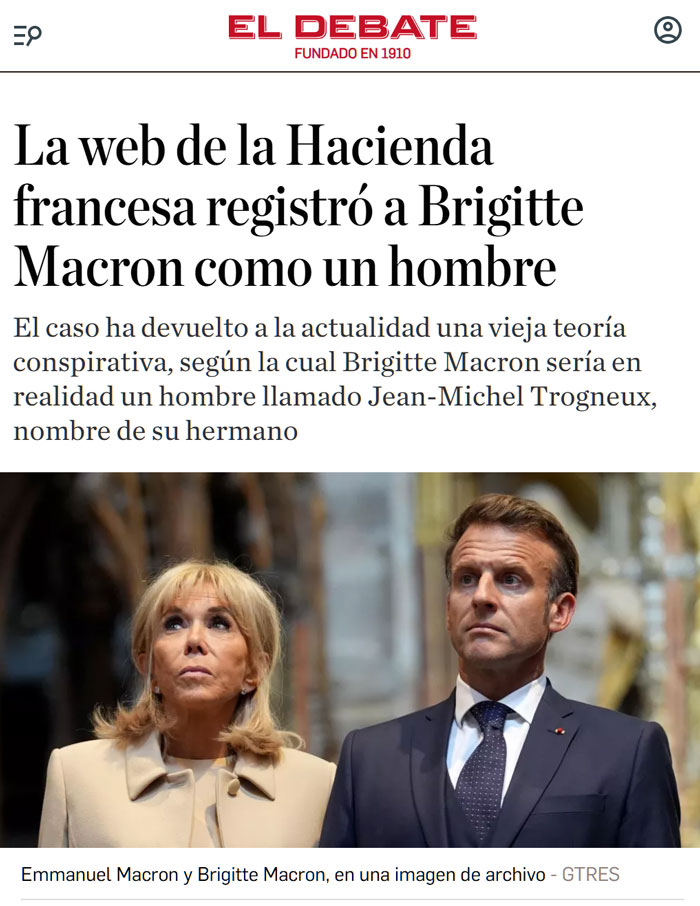 Brigitte Macron estaba registrada como un hombre en la Hacienda francesa.