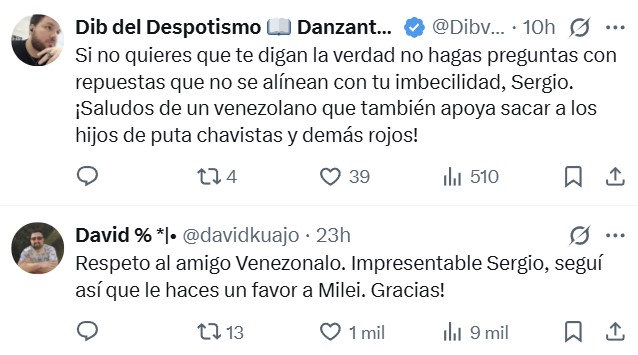 "Aunque les parezca increíble lo que me dice el Sr venezolano, igualmente les pido que lo respeten al comentar"