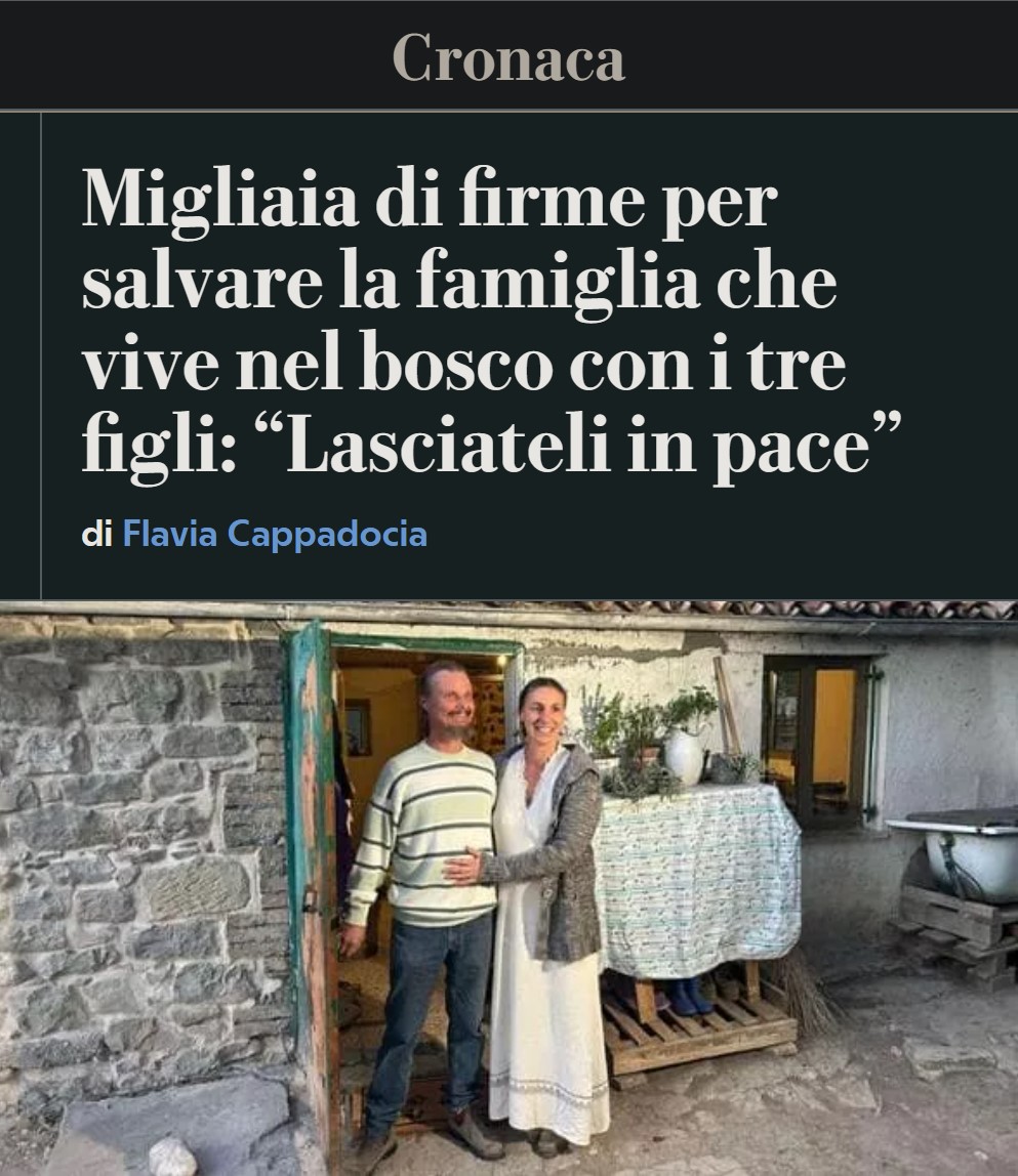 Miles de personas en Italia firman para permitir que unos padres puedan vivir con su hija en medio del bosque