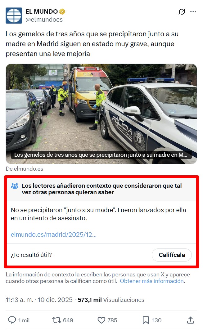 "Los gemelos de tres años que se precipitaron junto a su madre"