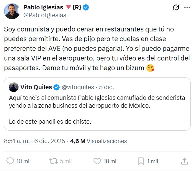 Vito Quiles le busca la boca a Pablo Iglesias y... se la encuentra.