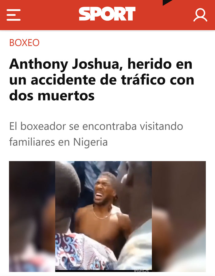 Anthony Joshua sobrevive a un accidente de coche en Nigeria en el que han muеrto dos de sus mejores amigos.