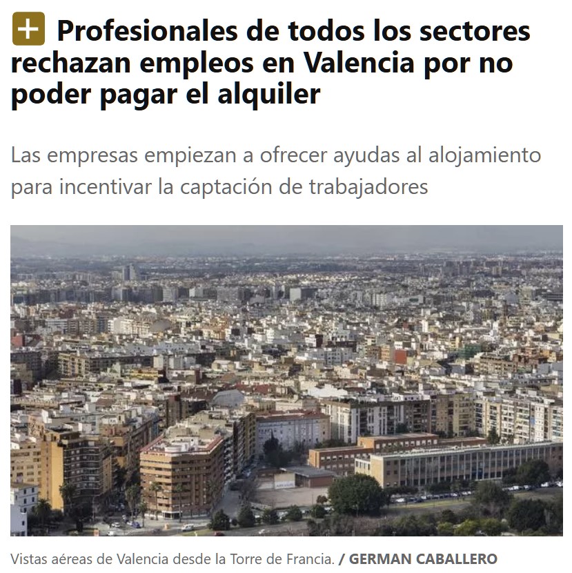Valencia ganó 53.000 habitantes en 2024 y solo levantó 3.434 nuevas viviendas.