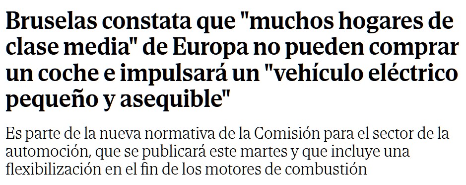 Bruselas impulsará un "vehículo eléctrico pequeño y asequible".