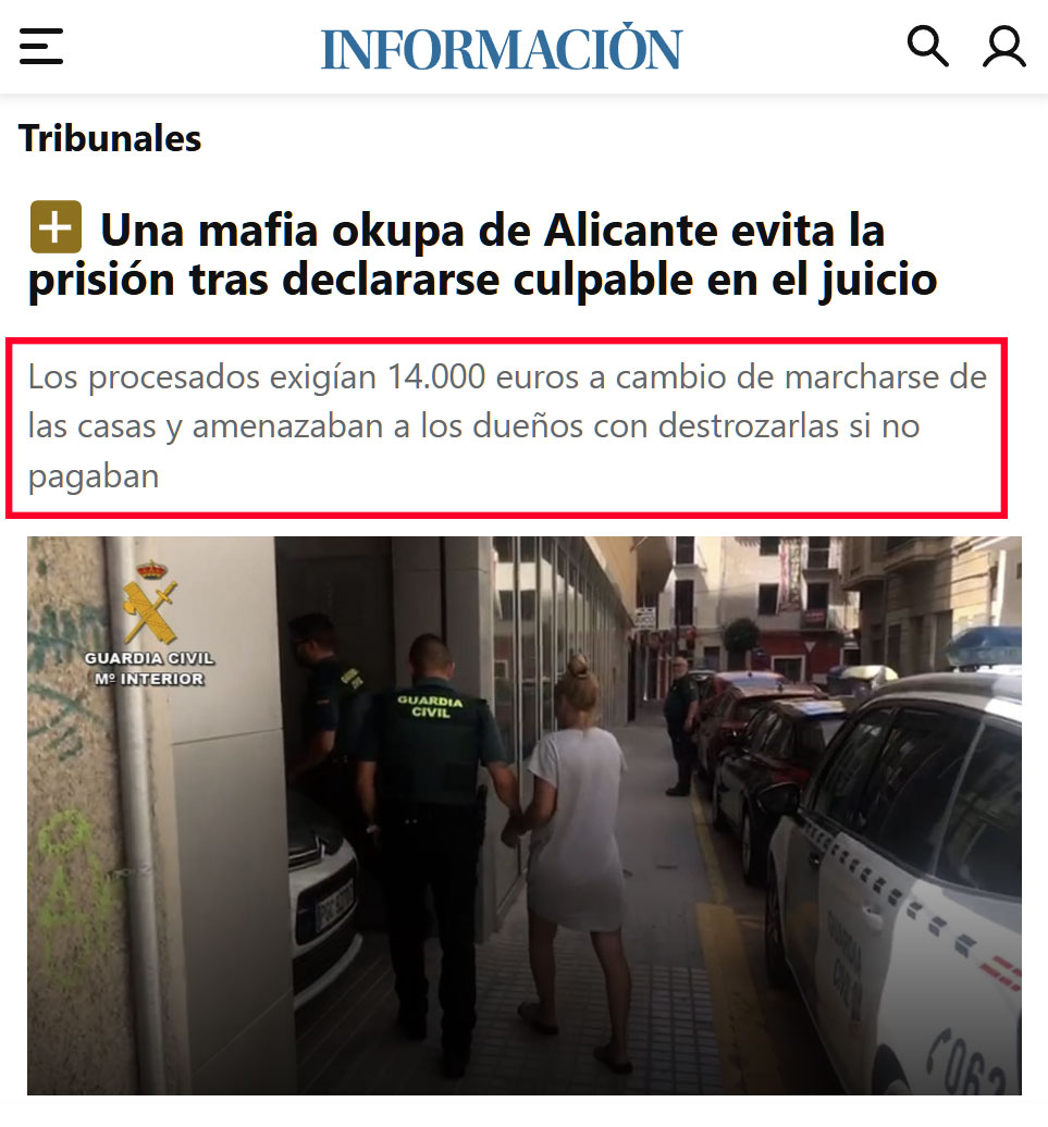 Una mafia okupa pedía 14.000 euros a cambio de marcharse de las casas.