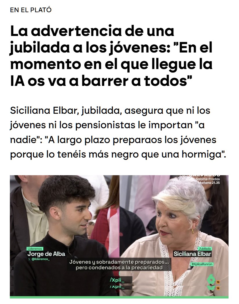 ¿Quién le dice a la señora que su pensión dependerá de esos jóvenes?