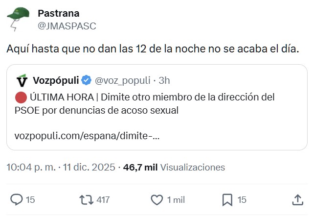 CERO horas sin un nuevo escándalo del PSOE.