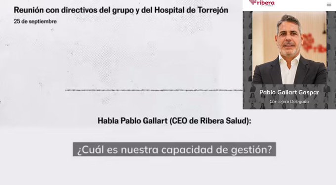 El CEO de Ribera Salud diciendo en una reunión que hay que aumentar la lista de espera en los hospitales públicos que gestiona en Madrid para ganar más dinero.