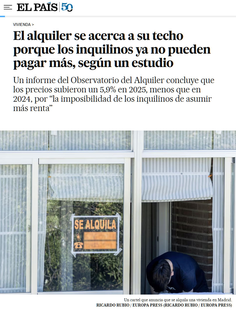El precio del alquiler se está frenando... ¿Se acerca al límite?
