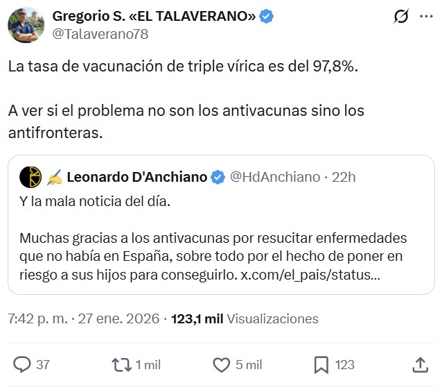"Muchas gracias a los antivacunas".