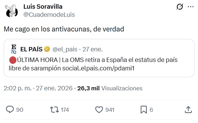 "Muchas gracias a los antivacunas".