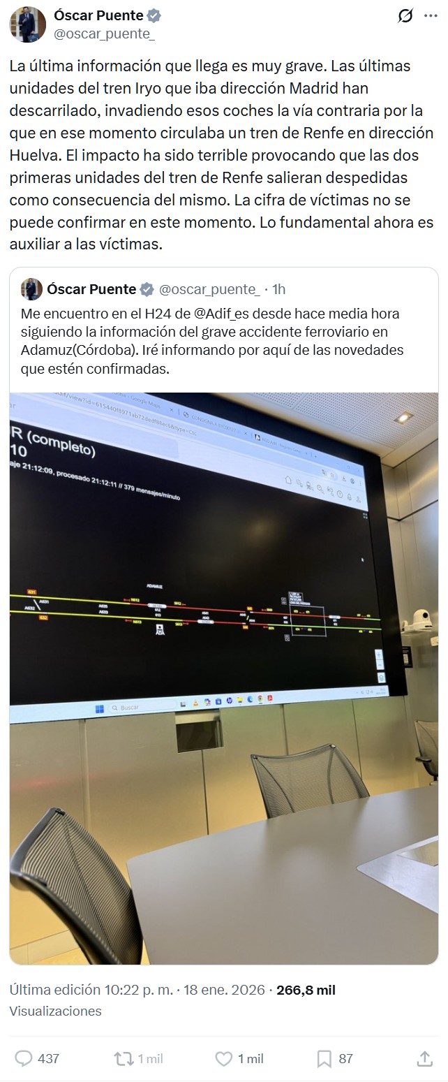 Un tren que iba dirección Madrid ha descarrilado ha impactado contra otro tren que circulaba por la vía contigua: Confirmados 21 faIIecidos y más de 100 herіdos en estado crítico.