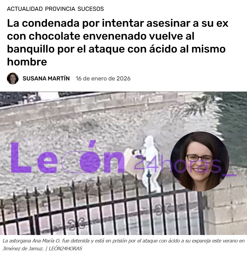 Una mujer sobre la que pesa una condena de 12 años (desde 2020) por envenenar a su exnovio, REINCIDE mientras aún se encontraba en libertad.