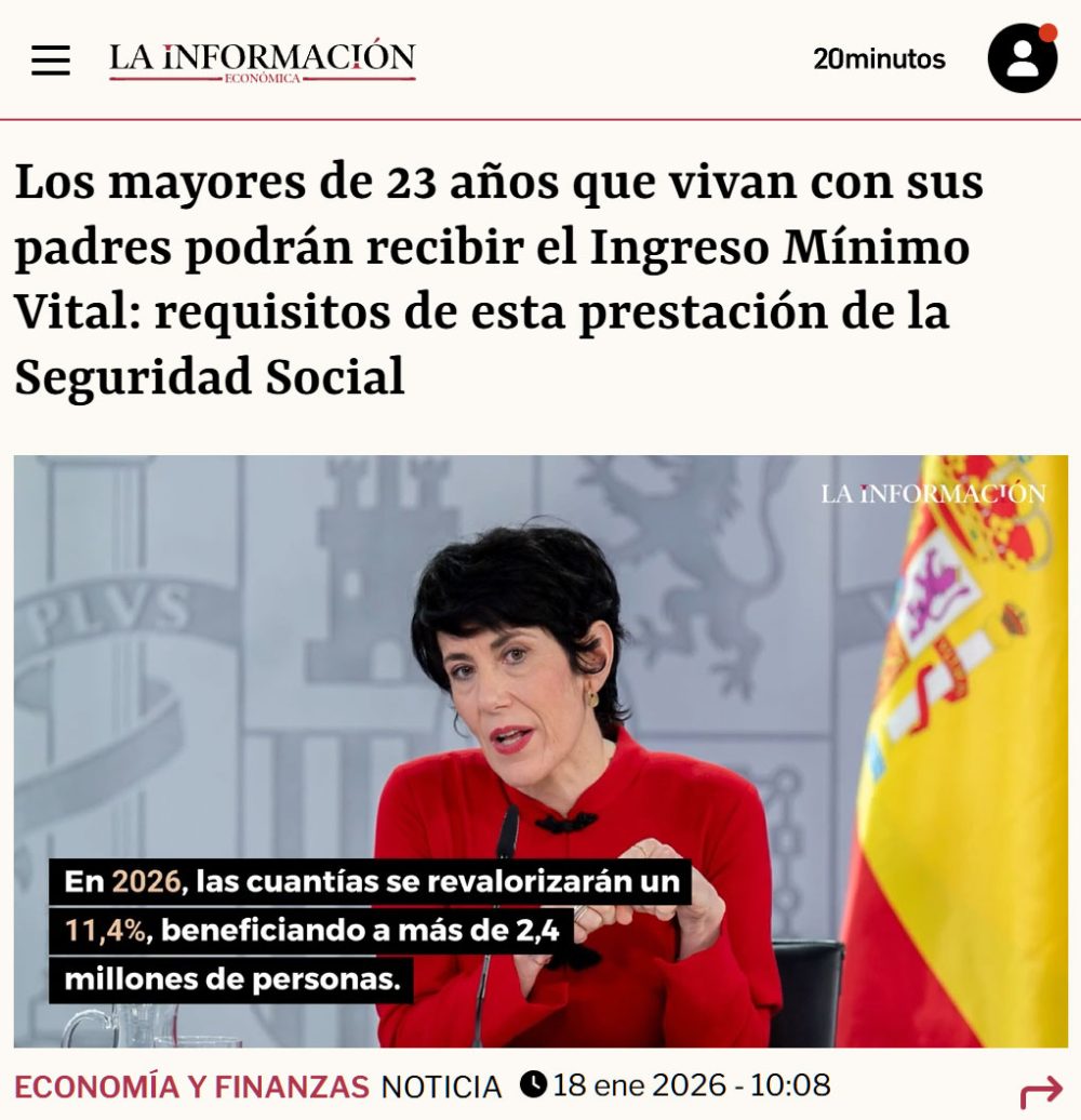 De Españita a Espaguita: los menores de 23 años que estén en paro y vivan con sus padres podrán cobrar el Ingreso Mínimo Vital.