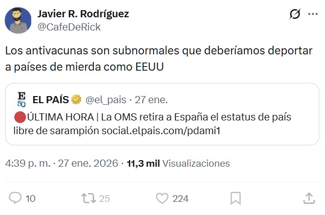 "Muchas gracias a los antivacunas".