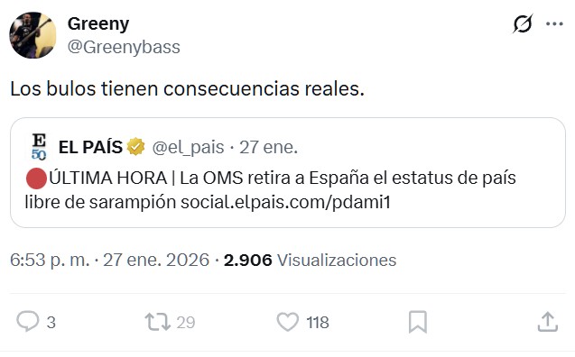 "Muchas gracias a los antivacunas".