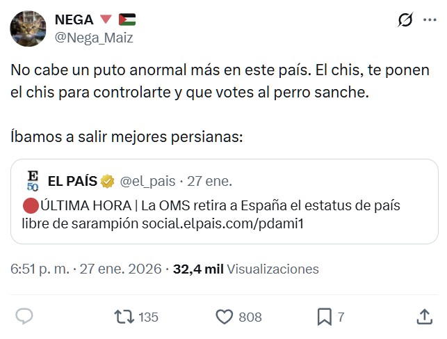 "Muchas gracias a los antivacunas".