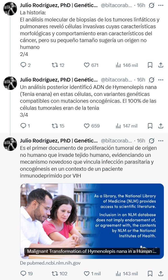 Primer caso documentado de un cáncer animal que se contagia a un humano.