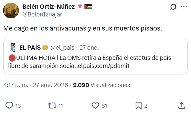 "Muchas gracias a los antivacunas".