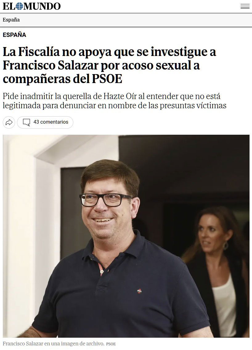 La misma Fiscalía que verá con buenos ojos empurar a Julio Iglesias.