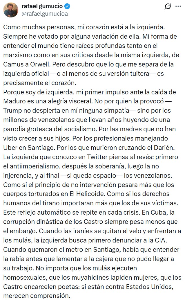 "A quienes dicen que a Estados Unidos solamente le interesa el petróleo, a esas personas les pregunto: ¿Qué creen que querían los rusos y los chinos? ¿La receta de las arepas?"