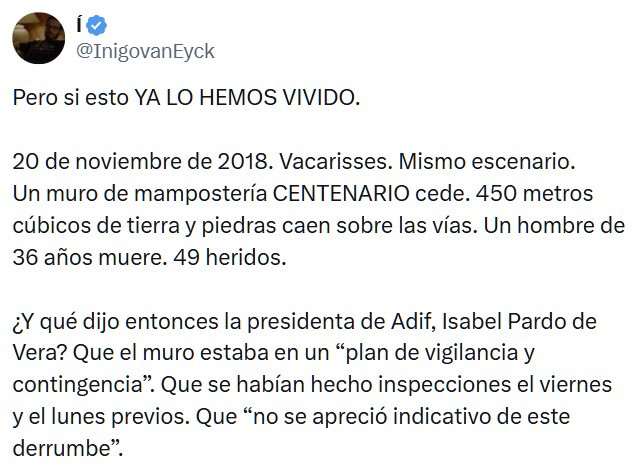Dejavú: lo del tren de Rodalies descarrilado por el derrumbe de un muro... ya lo hemos visto antes.