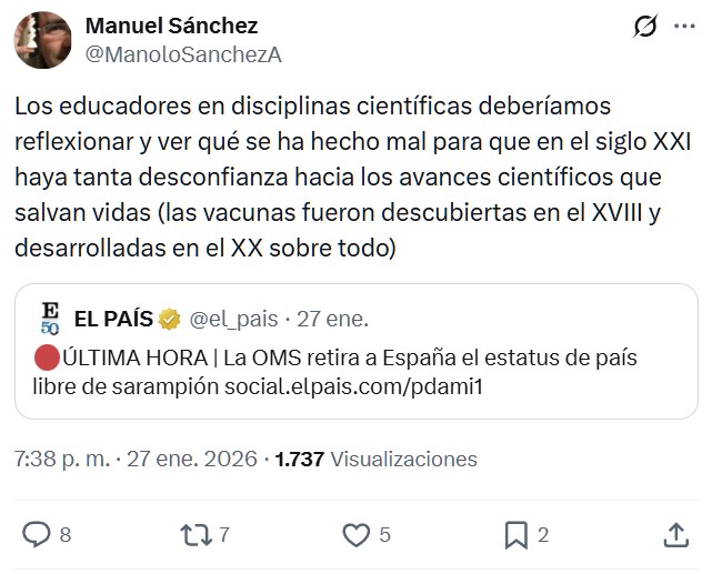 "Muchas gracias a los antivacunas".