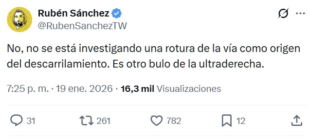 "Lo de la rotura de la vía es un bulo de la ultraderecha"
